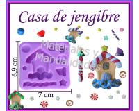 Molde silicona casa de jengibre para masa flexible