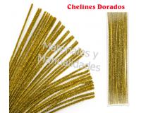 50 Limpia Pipas Chelines Dorado metalizado para Decoración Navid