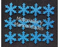 Set Apliques copo de nieve azul 3.5 navidad para decoración 12pz