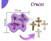 Molde en silicona cruz x2 decoración eventos bautizo comunión fo