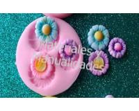 Molde en Silicona flor x3 para decorar pasta flexible
