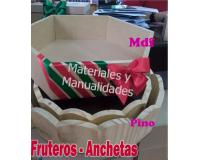2 Fruteros ondulado de madera de pino para pintar y crear anchet