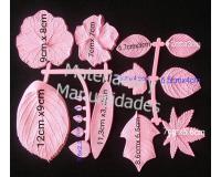 Set hojas nervadoras textura vegetal para floristería masas 15pz