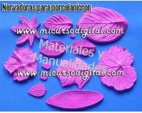 Set molde Hojas textura vegetal para floristería en porcelanicró