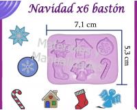 Molde silicona apliques navidad bastón