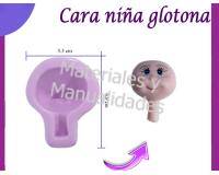 Molde de silicona cara niña glotona para masilla flexible