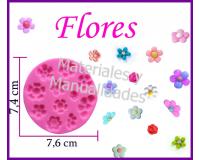 Molde en silicona flores mini para masa flexible