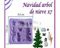 Molde silicona X7 muñeco de nieve árbol estrella nube