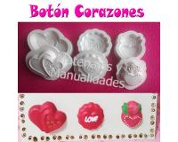 Molde para goma eva Botón corazon amor y amistad termoforma fomy