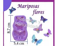 Molde en silicona mariposas flores para masa flexible