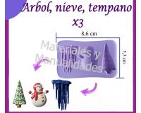 Molde silicona apliques navidad tempano nieve árbol