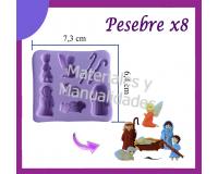 Molde en silicona Pesebre x8 apliques pasta fría