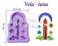 Molde silicona vela y luna para decorar masilla flexible