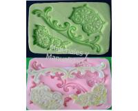 Molde silicona Arabesco Y rosas relieve 3d Para pasta fría