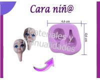 Molde en silicona cara de niñas x2 para pasta flexiable