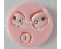 Molde Silicona Inyector Caras n3 para muñecos en Masa Flexible