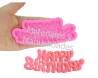 Molde en silicona forma happybirthay para decorar galletas muffi