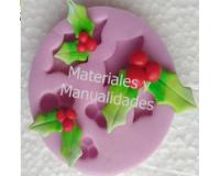 Molde Silicona hojas navideñas apliques muérdago con pasta fría