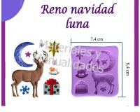 Molde silicona reno y apliques navidad