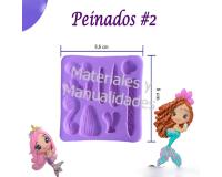 Molde silicona peinados N.2 cabello de muñecas pasta flexible