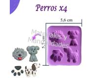 Molde en silicona perros x4 para apliques en pasta flexible