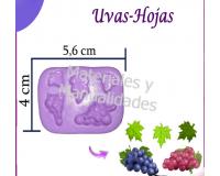 Molde en silicona uvas hojas para apliques en pasta