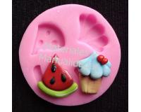 Molde En Silicona Cupcake Y Sandia Para Aretes En Pasta Fria  Fo