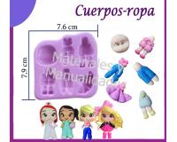 Molde en silicona muñequitas Vestidos para masa flexible