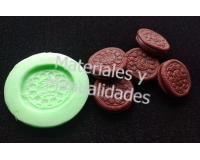 Molde silicona galleta oreo 3cm para apliques en pasta moldeable