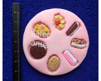 Molde Silicona mini galletas surtidas minichips oreo barquillo