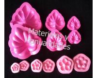 Kit 6 Moldes Flores Para Fomi Calas Cartuchos y Botón Rosa Flori