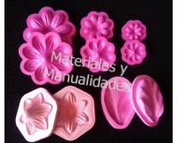 Kit 5 Moldes Flores Para Fomi Margaritas Azucena y Tulipán Flori