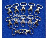 Set Mosquetón plateado giratorios para llaveros 3.8cm 12pz