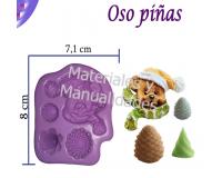 Molde oso piñas para navidad en pasta flexible