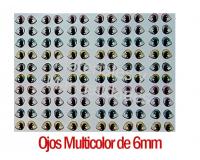 Ojos adhesivos Multicolor 6mm para muñecas toppers en fomi goma