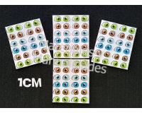 Ojos adhesivos 1cm para muñecas en fomy tela oma eva pasta