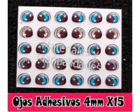 Cartón de Ojos adhesivos #15 de 4mm con relieve 3d sticker para