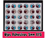 Cartón de Ojos adhesivos #15 de 5mm relieve 3d sticker para muñe