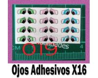 Set Ojos adhesivos #19 resinados efectos 3d para muñecos 16 p