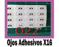Set Ojos adhesivos #22 resinados efectos 3d para muñecos 16 pz