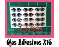 Blister Ojos adhesivos#35 resinados para muñecos en porcela 16 p