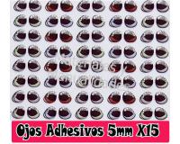 Ojos adhesivos 5mm de relieve 3d sticker para manualidades