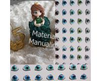 Ojos adhesivos 3d multicolor 6mm para muñecos tela pasta eva 25p