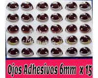 Cartón de Ojos adhesivos de 6mm ovalados sticker para manualidad