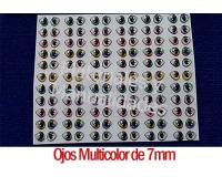 Ojos adhesivos Multicolor 7mm para muñecas toppers en fomi goma