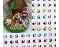 Ojos adhesivos 3d de 4mm para apliques y muñecas en foami tela p