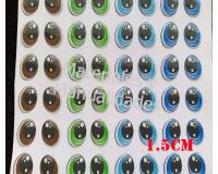 Cartón de Ojos adhesivos ovalados de 1.5cm para muñecos12pz