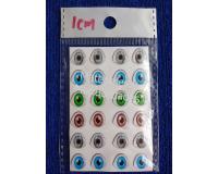 Ojos adhesivos 1cm para muñecos en pasta fría tela papel fomy 12