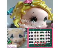 Blister Ojos adhesivos #32 resinados para muñecos en porcelanicr