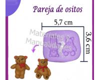 Molde silicona pareja osos mini para pasta flexible